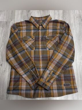 Troll Co. Chester Flannel Shirt 3XL NWT Men’s Heavyweight Plaid Brown Gold Work